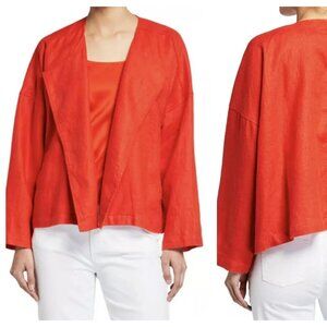 NEW EILEEN FISHER Jacket Plus 2X Organic Linen Orange Double Breasted $278